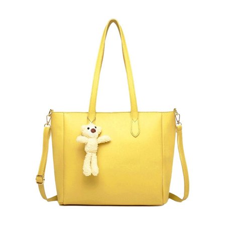 Populære store vesker høst og vinter nye myke skinnshoppingvesker gule