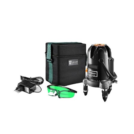 DEKO LL5-serien Laser Level, 360° självnivellerande, hög synlighet grön/röd stråle,LL57G-SET1