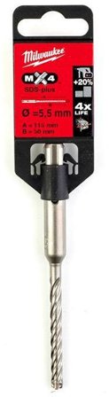 Milwaukee MX4 Hammarborr SDS-Plus, 4-skärs 5,5x115 mm, Maskintillbehör & förbrukning