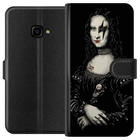 Kompatibelt Plånboksfodral till Samsung Samsung Galaxy Xcover 4 Mona Lisa Rockstjärna med svart bakgrund och stjärnsmink, en rebellisk twist på de