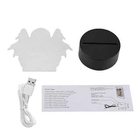 3D Nattlys Akrylplate Panelholder Lampebase Berøringsbryter USB-kabel (Svart)