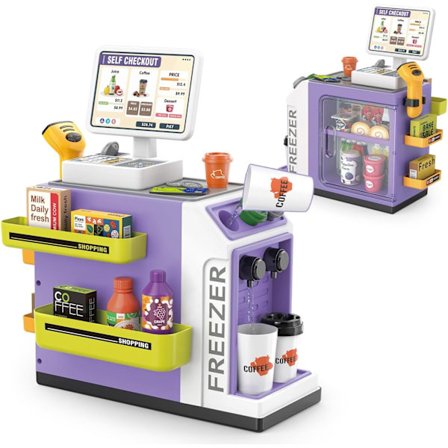 46 Dele Kasseapparat Legetøj til Børn med Lommeregner Scanner, Rollespilslegetøj til Børn fra 3 År+