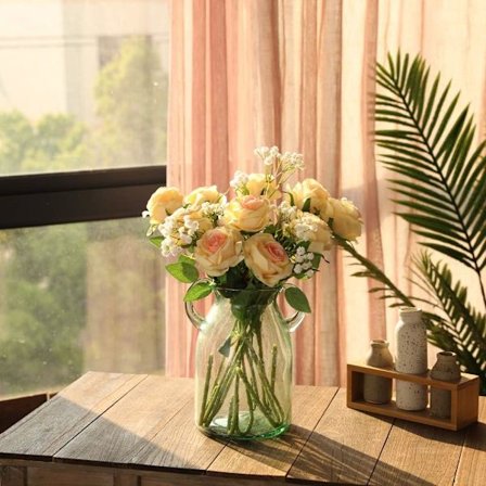 Kunstige Rose Silkeblomster Buket Hjem Kontor Bryllup Arrangement