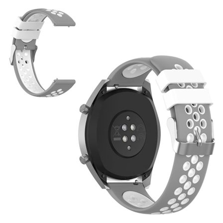 22mm Universal dual color silicone watch band - Grey / White