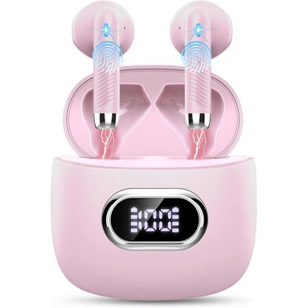 Trådlösa öronsnäckor, Bluetooth-hörlurar 5.3 Stereo Bass 42H In-Ear-hörlurar 2024 Brusreducerande öronsnäckor 4 ENC Mic-samtal Bluetooth-öronsnäckor 