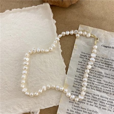 Naturligt sötvattenspärlhalsband barock pärlhalsband smycken för kvinnor pärlbröllopshalsband