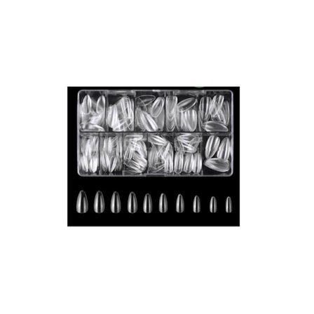 500 stk Amerikanske neglekapsler Mandel Medium Short Transparent Falske negle Gel x Amerikanske negle 11 forskellige størrelser