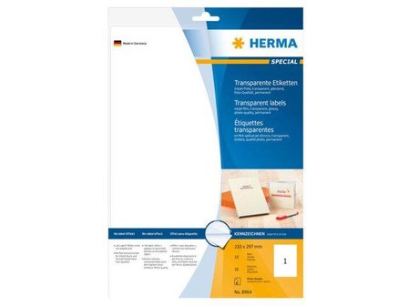 Herma Special - Polyester - blank - permanent selv-adhesiv - gjennomsiktig - A4 (210 x 297 mm) 10 etikett(er) filmetiketter