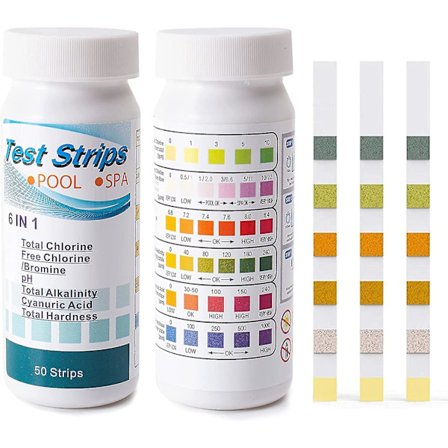 Svømmebasseng teststrimler, 6 i 1 vann kvalitet teststrimler, teststrimmelsett for pH