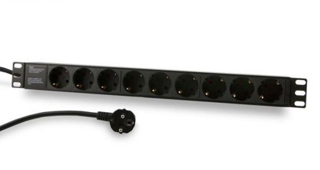 SYNERGY ALLNET 19zbh. Steckdosenleiste, 9xDosen(CEE7)->Stecker(CEE7), Schwarz, Synergy 21,