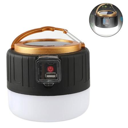 Solcelledrevet LED-campinglampe Genopladelig, Nødlys - Fjernbetjening Lommelygte Teltopsætning, Powerbank, 3 lysindstillinger, Udendørs campingture