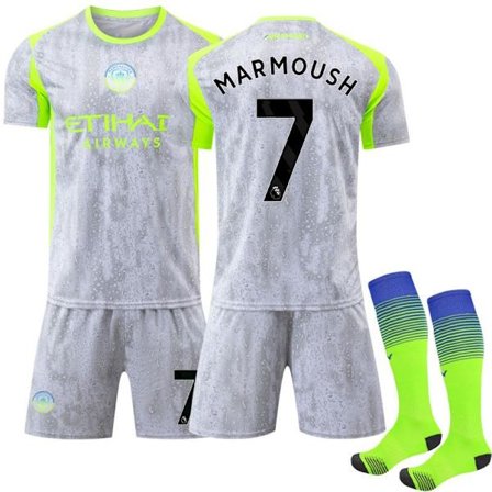 Manchester City Bortedrakt Barn Fotballsett 2025-2026 Nr 7 Marmoush No. 7 Marmoush