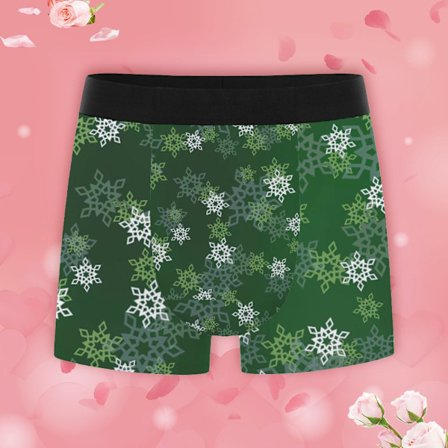 Boxershorts med snøfnuggmønster for menn, myke, pustende underbukser for Valentinsdag-overraskelse