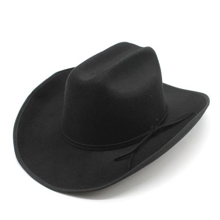 Retro fint læderbånd kashmirimitation kvinder mænd Stor bred brætte Yellowstone Cowboy Western Cap Cowgirlkeps 56 59cm Sort