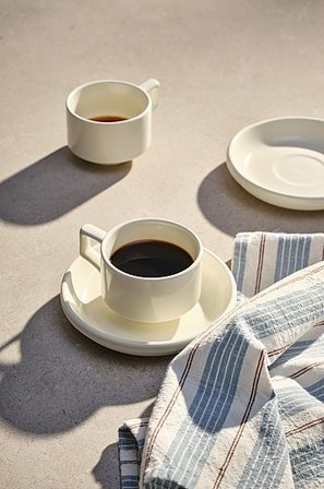 Jotex - Kaffekopp Med Assiett 2-pack Naturvit THELMA - Köp Koppar & muggar hos Jotex