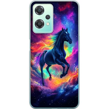 Kompatibelt Mobilskal till OnePlus Nord CE 2 Lite 5G Färgstark galaxhäst med regnbågsmane i rymdmiljö, magisk fantasyillustration för barnrum, po