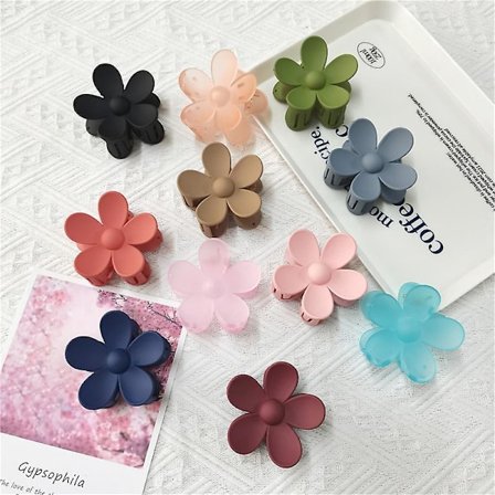 11 stk. Frostede blomsterformede hårklemmer til kvinner