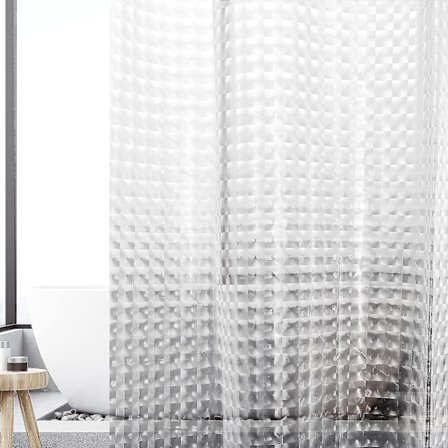 3D Duschdraperi, mögelresistent vattentätt - EVA-material klara badrumsdraperier med 12 krokar, 180 x 180 cm