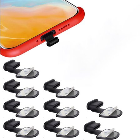 10 stk USB C-type Anti-tap Støvplugg, USB C-type Port Silikon Støvplugg, med Avtakbart Lim for Mobiltelefon