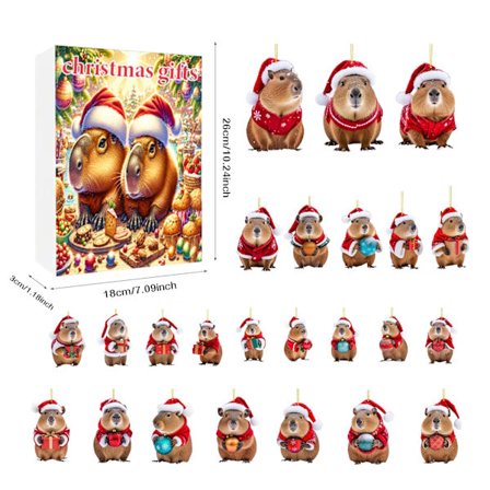 Julekalender, Jule Akryl Capibara Vedhæng Jule Advents Nedtælling Julegave, Julepynt, adventskalender