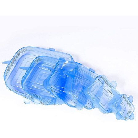 Strækbare silikone låg, 6 stk. silikone låg, strækbare, firkantede og genanvendelige