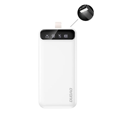 Dudao 30000 mAh Power Bank 3x USB med LED-display - Vit