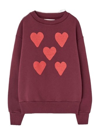 THE ANIMALS OBSERVATORY Hearts Browned Farnet Bear Sweatshirt - Burgundy - 10 Y