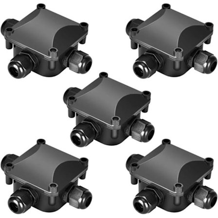 Sett med 5 vanntette koblingsbokser IP68 230 V svart