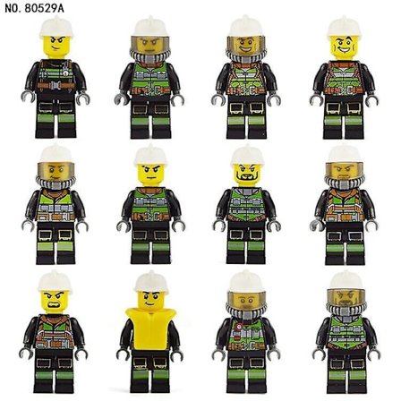12pcs Firefighter Building Block Dolls 12 Types Of Oxygen Mask Accessories Children's Small Particles To Plug In Building Blocks Toys