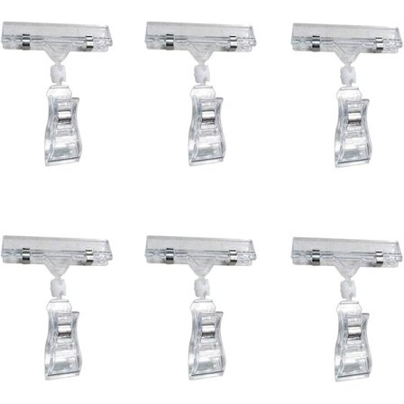 6 st plastvaruklipp för skyltar, roterbara skyltklämmor, roterbara dubbelklämmor för skyltvisning för visitkort, transparent