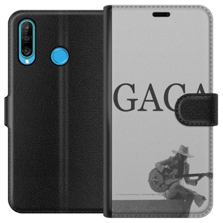 Kompatibelt Lommeboketui til Huawei P30 lite Stitch omgitt av blåbær med søt kawaii-stil teddybjørn