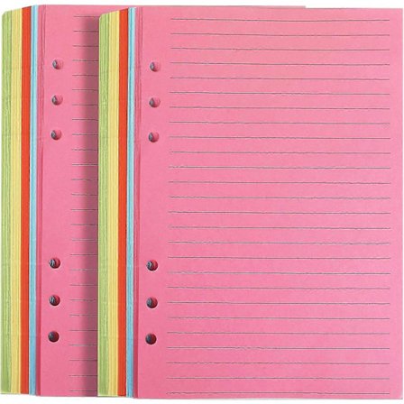 2-pakning A5 Farget Linjert Papir, A5 Refillpapir 6 Hull 100 Ark Refillable[PL]