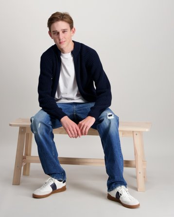 Tommy Hilfiger HALF CARDIGAN FULL ZIP SWEATER Blauw Truien Jongens - Kids Brand Store