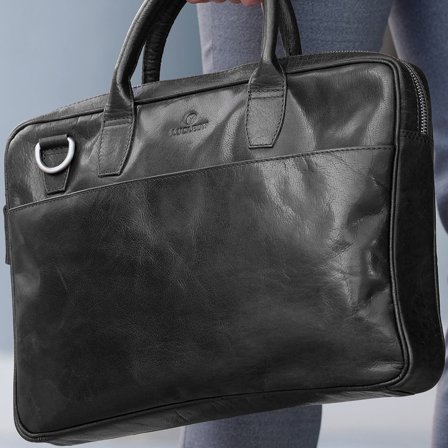 Sac Montreal Executive Slim 13" en cuir noir pour hommes - Sacs en cuir
