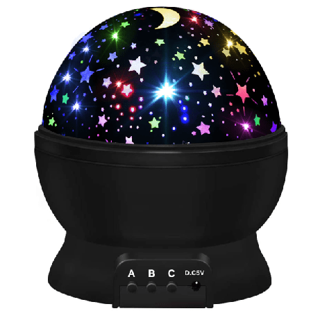 Nattlampa för barn - stjärnprojektor med 360 graders rotation, 4 LED-lampor, 16 färgskiftande lampor, USB kabel ingår Night Light for Kids-Blue