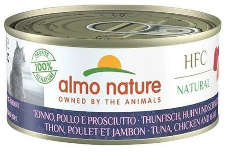 Almo Nature HFC Natural Cibo Umido Tonno, Pollo E Prosciutto Per