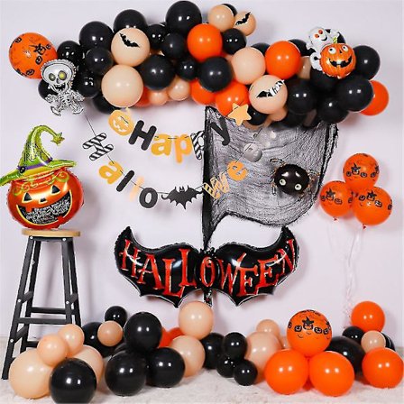 Halloween Pumpkin Balloons Garland Decor Bat Ghost Foil Balloon Set Festival Party Ornament