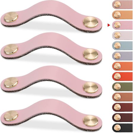 4 st Läder Möbelhandtag, Skåpsdörrsknapp Läderhandtag Låda Knopp, Vintage Möbelhandtag För Skåp, Byrå, Kök (rosa, 96mm)