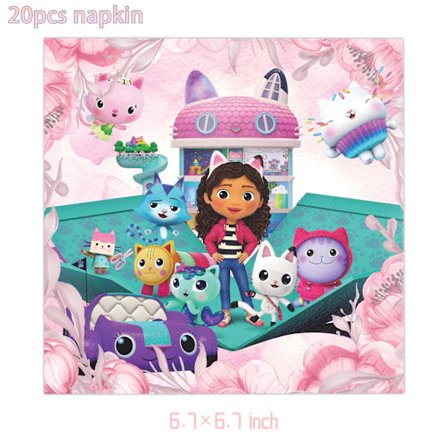 Ny Pink Gabby Dukkehus Fødselsdagsfest Dekorationer Balloner Kopper Tallerkener Servietter Baggrund Bordservice Piger Baby Shower Supplies