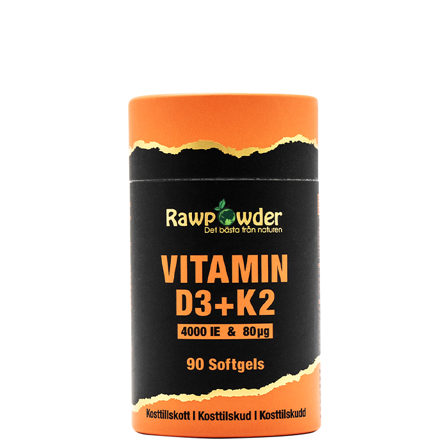Rawpowder Vitamin D3 4000 IE+ K2 80 μg 90 kapslar