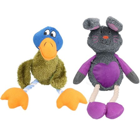 Mr Twister Delia Anka och Ruby Kanin Plysch Rep Hundleksak Med Pip 2-pack[D]