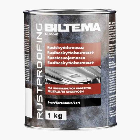Biltema - Rustbeskyttelsesmasse for Understell, Sort, 1kg - Elastisk Film Beskyttelse mot Steinsprut, Rust, Vann, Olje, Varme, Støy