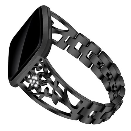 Fitbit Versa / Versa Lite klockarmband i rostfritt stål med strass - Svart