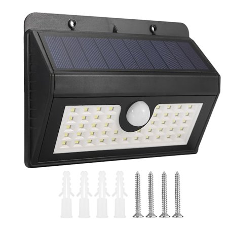 45LED solcelledrevet bevegelsessensor utelys hagelandskap gårdsplass vanntett vegglampe