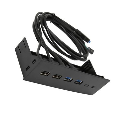 Tbest 4-Port USB 3.0 5.25-Punkts Høyhastighets 5Gbps Front Hub for PC