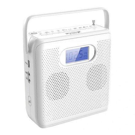 Bærbar Bluetooth CD-spiller med vertikal design, CD-boomboxhøyttaler, FM-radio, støtter USB, AUX-(LST)4- Hvit