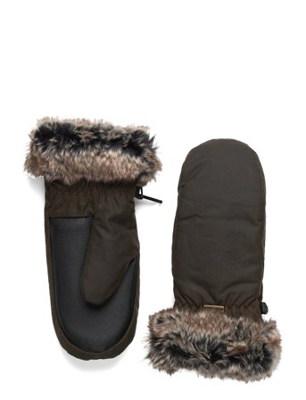 Barbour Barbour Wax Fur Trim Mitten - Khaki green - L
