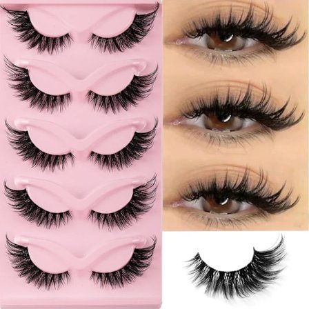 5 Par Katt Ögon Lashes Faux Mink Ögonfransar Naturliga Lång Manga Lashes Winged End Ögon Förlängda Ögonfransar Falska Lashes Göra Uppe