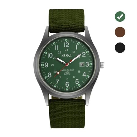 Herreur Mode Herreur Militærur Vævet Nylonrem Kalender Quartz Ur til Mænd Under Festival Julegave til Kæreste