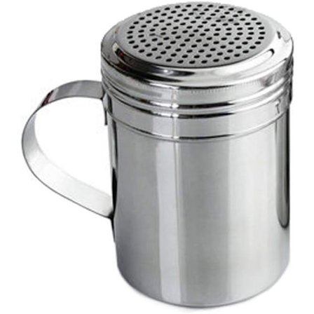 Krydderflasker i rustfritt stål, salt-, sukker- og pepperstrøere, grillpulverstrøere, med håndtak, mel- og melisikter